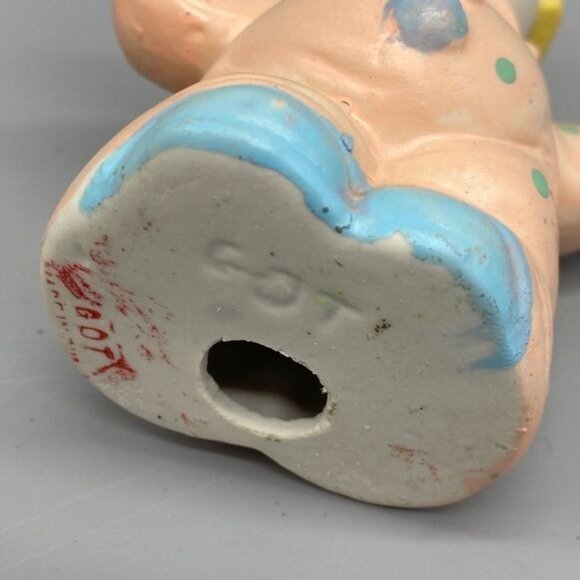 vintage pink blue collectible clown figurine nose glass dots 4.5" tall READ - Picture 3 of 3